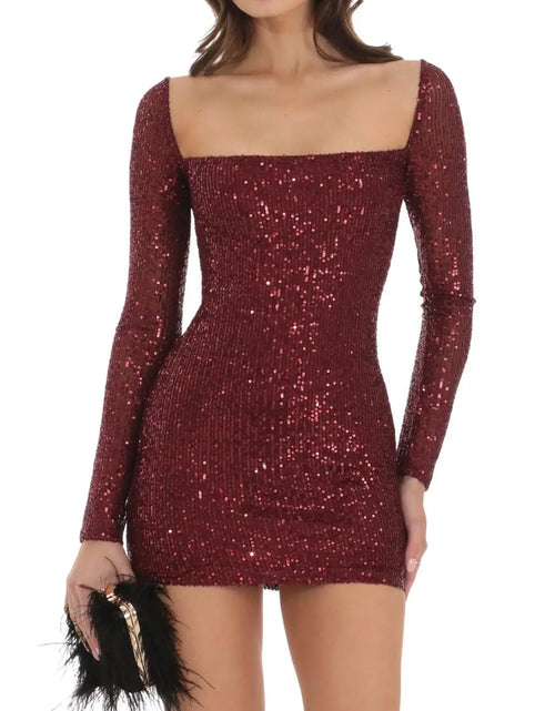 Load image into Gallery viewer, Sequin Long Sleeve Mini Dress
