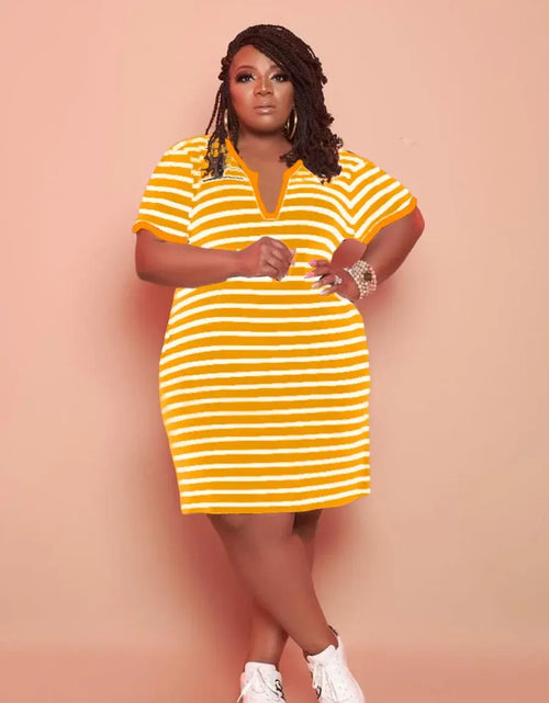 Load image into Gallery viewer, V Neck Striped Pocket Midi Dress
