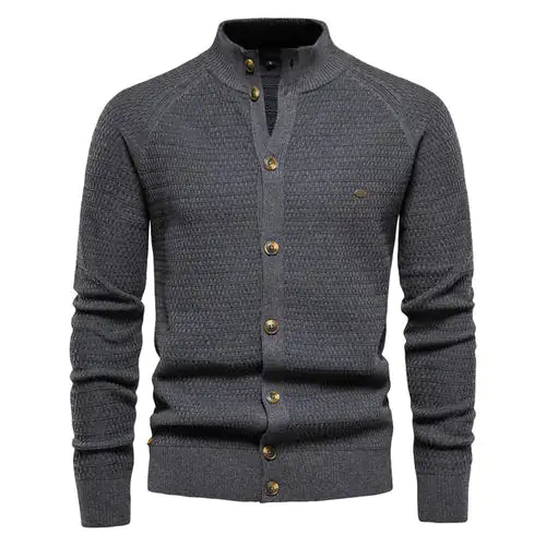 Load image into Gallery viewer, Button Mock Neck Men&#39;s Cardigan
