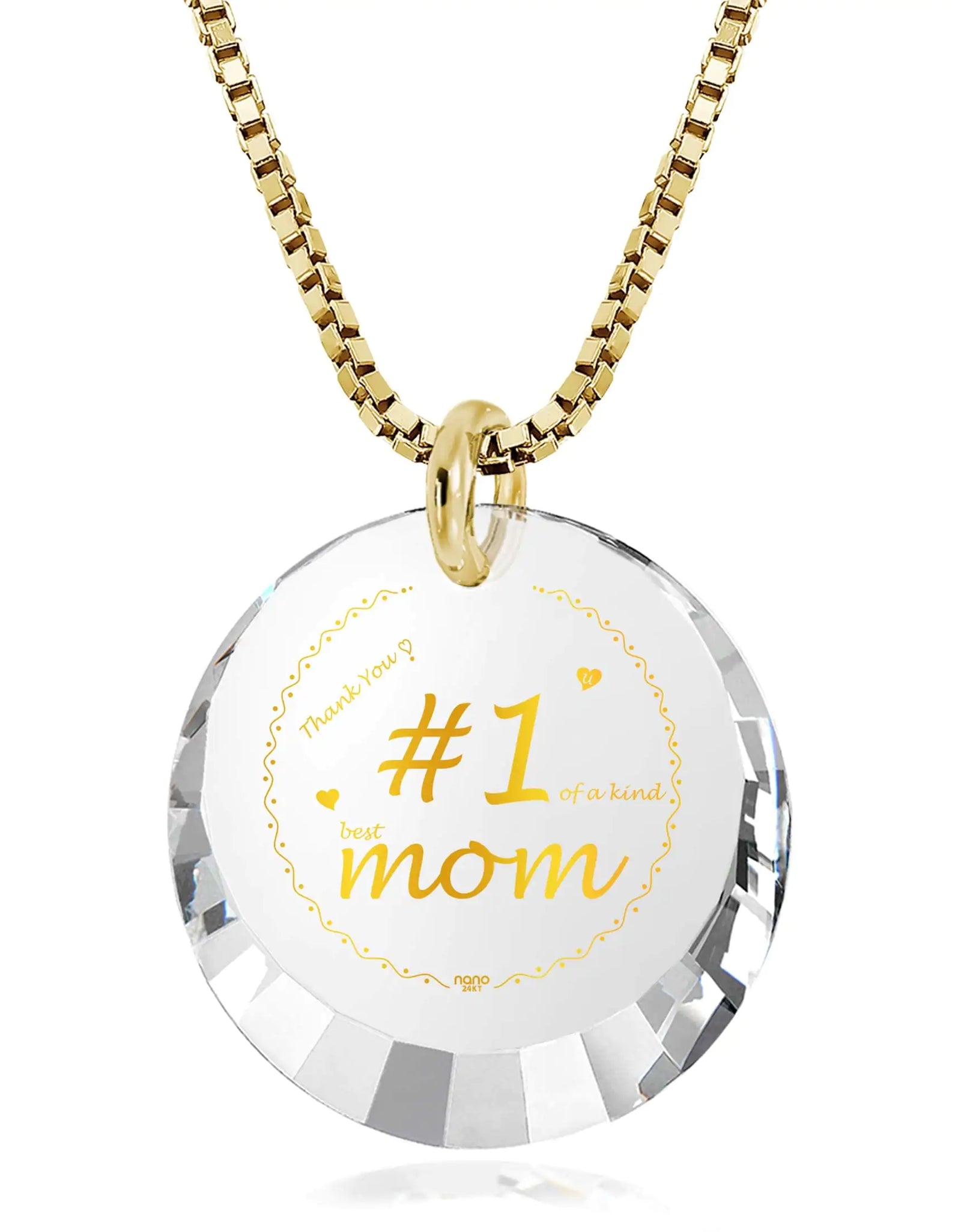 Number One Mom Gold Plated Silver Necklace 24k Gold Inscribed - Mother's Day Gift