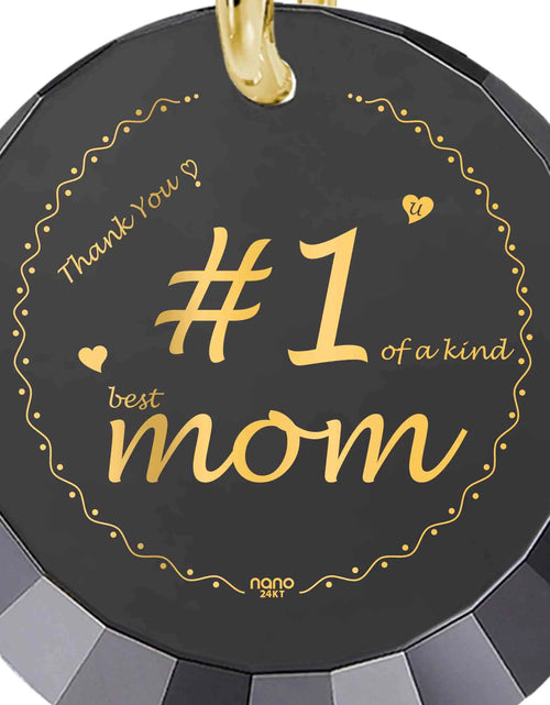 Load image into Gallery viewer, Number One Mom Gold Plated Silver Necklace 24k Gold Inscribed - Mother&#39;s Day Gift
