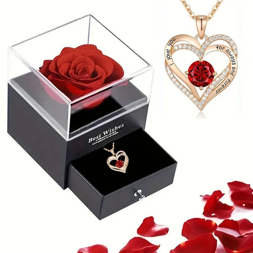 Load image into Gallery viewer, Necklace With Rose Flower Gift Box
