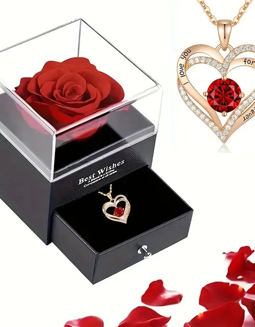 Load image into Gallery viewer, Necklace With Rose Flower Gift Box
