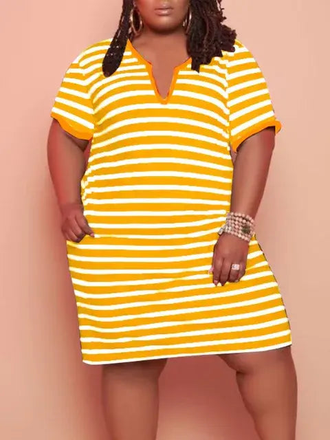 Load image into Gallery viewer, V Neck Striped Pocket Midi Dress
