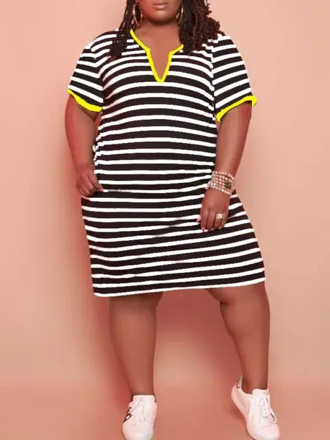 Load image into Gallery viewer, V Neck Striped Pocket Midi Dress
